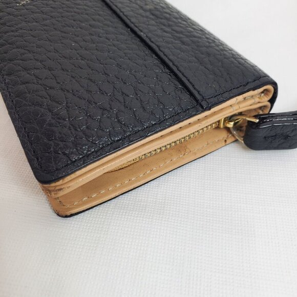 Kate Spade Black Pebbled Leather Wallet Clutch Card Pockets Snap One Size - Picture 5 of 15